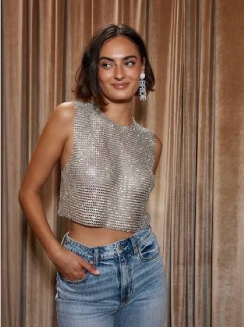 12th Tribe Silver Mesh Crop Top